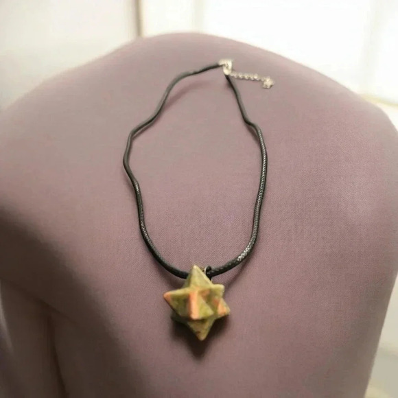 Unakite Hexagram Necklace - Picture 2 of 2